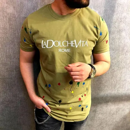 تیشرت پنبه آبرنگی رنگ سبز MOSCHINO