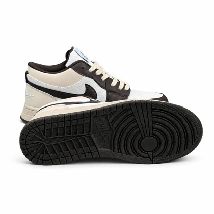 کفش کتانی زنانه مدل جردن وان کرم قهوه ای سفید Nike Air Jordan1