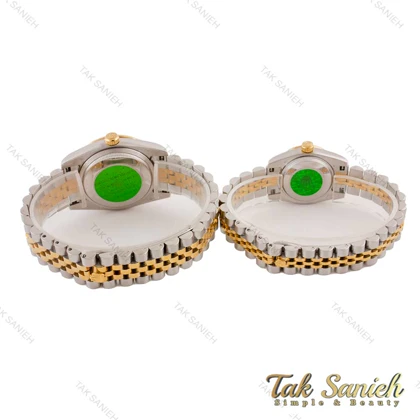 ساعت ست رولکس دورنگ طلایی خطی صفحه نقره ای Rolex-4730-S