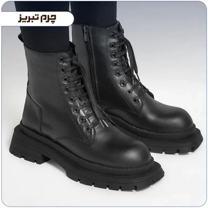نیم بوت دخترانه مشکی چرم طبیعی کد B3642