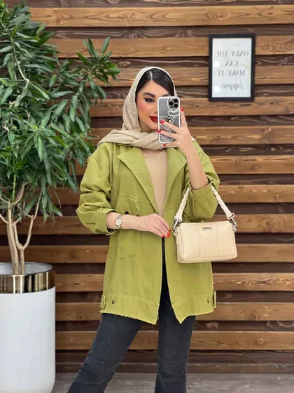 مانتو لینن جیب کج ریش دار