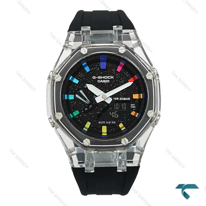 ساعت جیشاک مردانه شیشه ای مشکی صفحه رنگی GShock-7592-G