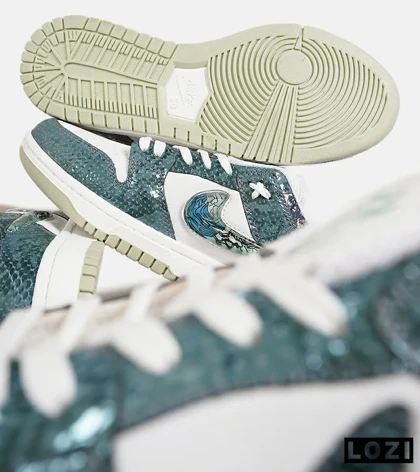 کفش کتانی مردانه و زنانه سبز سفید NIKE dunk low steam puppet