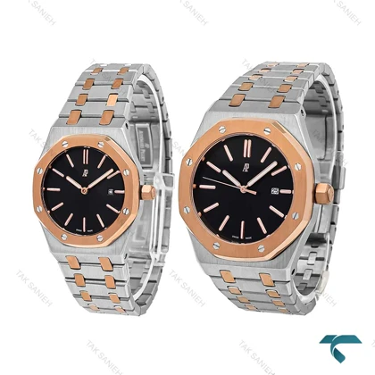 ساعت مچی ای پی ست دورنگ رزگلد صفحه مشکی AP-6756-S