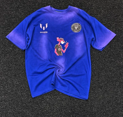 تیشرت ترکیبی اینترمیامی با پلنگ صورتی رنگ آبی درباری استایل خاص مدرن