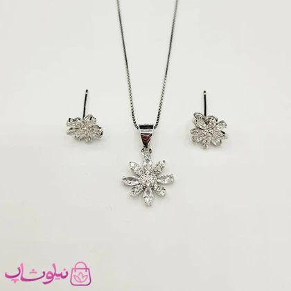 نیم ست زنانه نقره ظریف وارداتی عیار 925 مدل گل وزن 3/060 گرم کد 3466