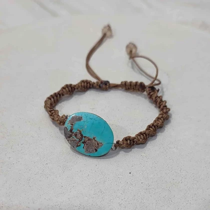 دستبند زنانه سنگ فیروزه نیشابور اصل کد 1