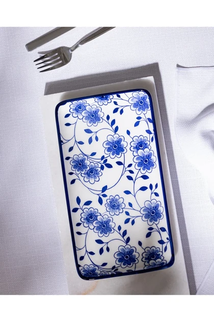 بشقاب سرو Madame Coco مدل Reve Bleu Seren Bone China - آبی/سفید