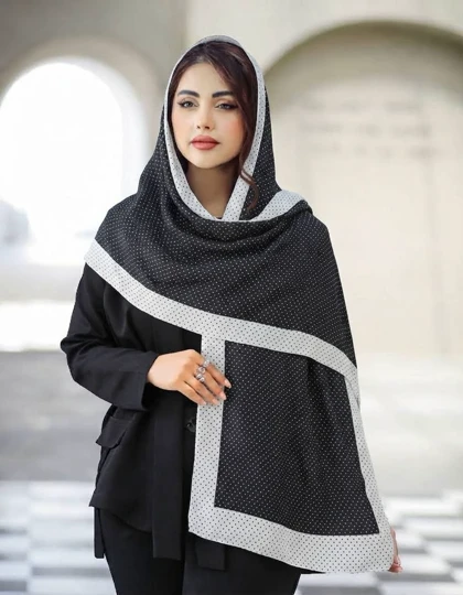 شال برشکا کالکشن سفید مشکی