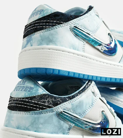 کفش کتانی مردانه و زنانه سفید آبی نایک NIKE dunk low steam puppet