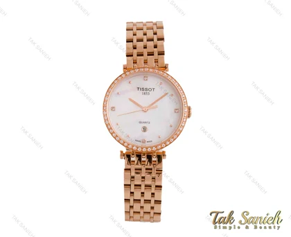 ساعت تیسوت زنانه رزگلد نگین‌دار Tissot-3854-L