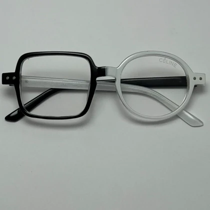 فریم عینک طبی بلوکات سلین Celine مربع دایره ای سفید مشکی