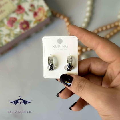 گوشواره حلقه‌ای سفید ژوپینگ کد0720
