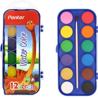 آبرنگ 12 رنگ پنتر Panter مدل PWC102 با قلمو