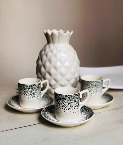 ست قهوه خوری 6نفره سیاه و سفید