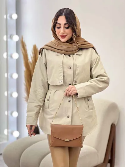 بارانی ژیله دکمه دار روژین