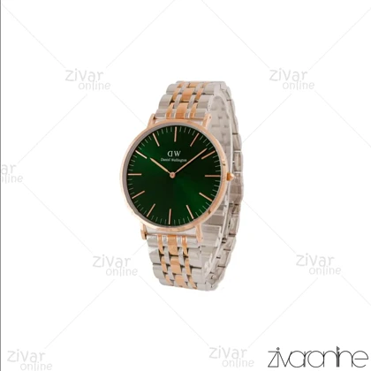 ساعت دنیل ولینگتون مردانه رزگلد نقره ای صفحه سبز خطی 104721