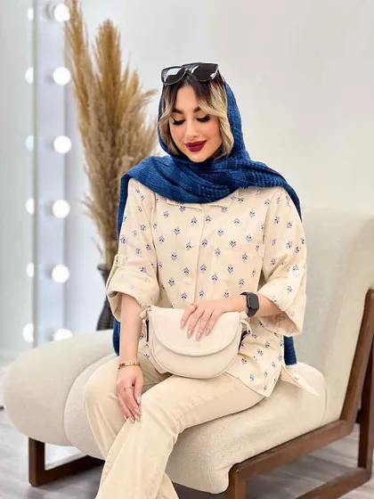 شومیز نچرال طرح گل
