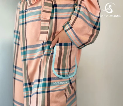 حوله پالتویی چهارخانه نخی سایز لارج