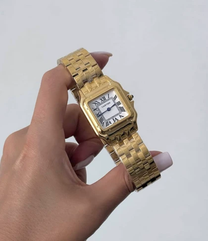 ساعت کارتیر پنتر زنانه طلایی صفحه سفید Cartier panthere