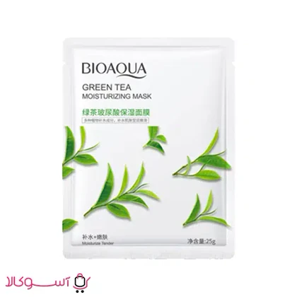 ماسک ورقه ای صورت بیوآکوا مدل green tea چای سبز وزن 25 گرم