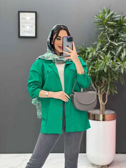 مانتو شومیزی جلودکمه جیب نما