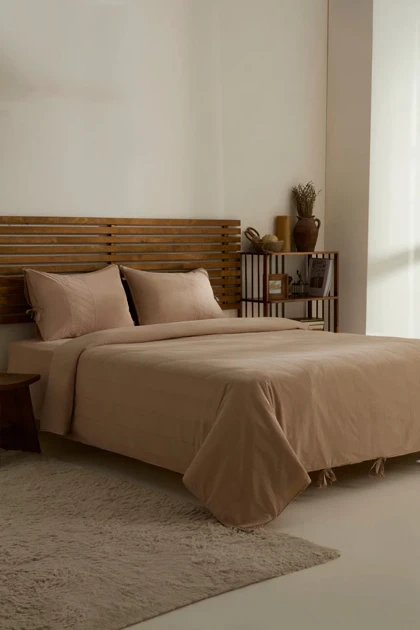 سرویس روتختی دو نفره Karaca Home مدل Carmine پنبه‌ای - صورتی پودری