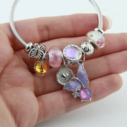 دستبند پاندورا دخترانه پروانه ای