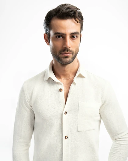 ام کی کالکشن پیراهن آستین بلند mk-23272-white