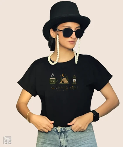 کراپ زنانه طرح زندگی کمپینگ Camping Life