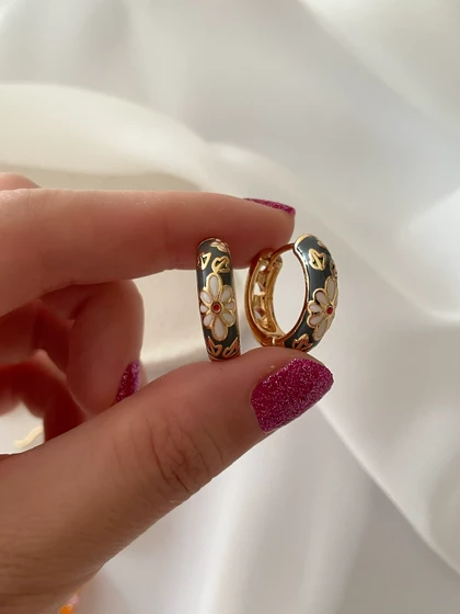 گوشواره میناکاری طوسی ysx