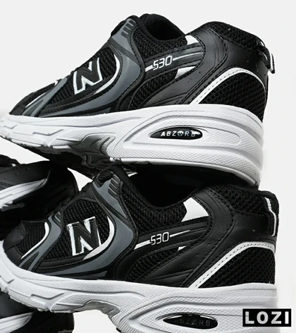 کفش کتانی زنانه و مردانه مشکی طوسی سفید NEW BALANCE 530 مدل 6625