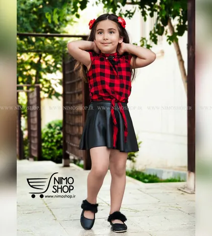 شومیز دامن چرم دخترانه
