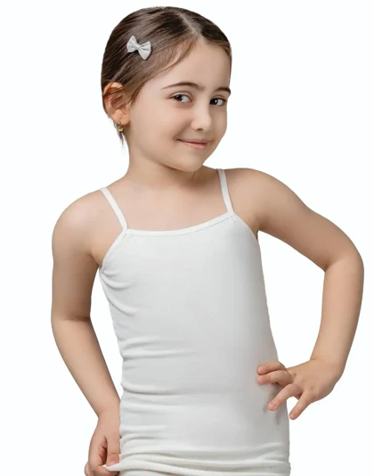 تاپ دخترانه بندی پنبه حاشیه ساده سفید اوت لت