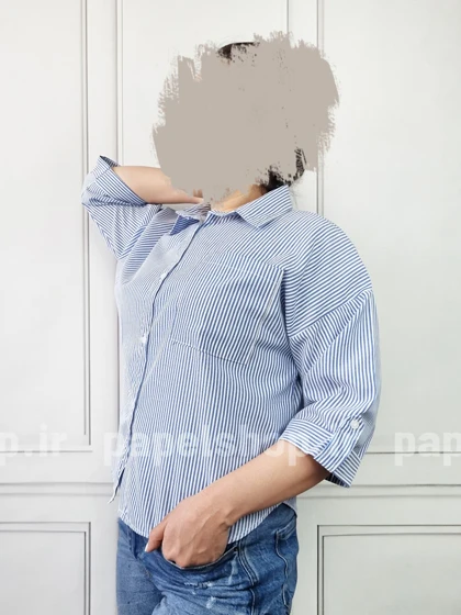 شومیز راه راه جیب‌دار