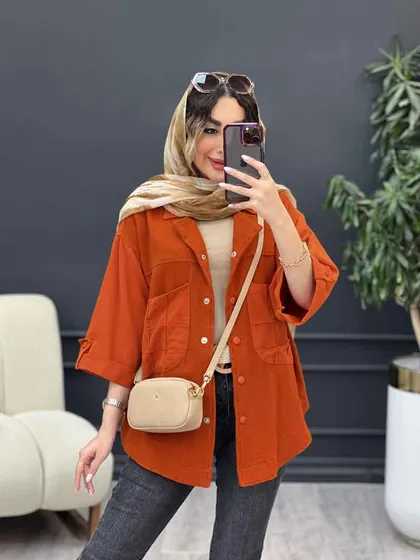 مانتو ترکیبی دو جیب برش‌دار