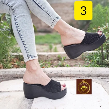صندل و روفرشی مجلسی لژدار نگینی زنانه