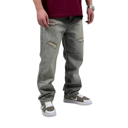 شلوار جین بگ مردانه طوسی کد 5