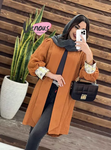 مانتو کتیبه آستین ژاکارد
