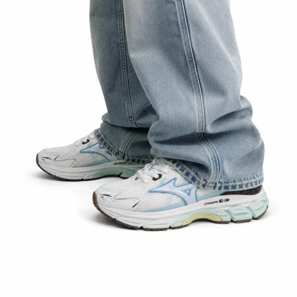 کفش کتانی مردانه و بزرگ پا (کیفیتاورجینال) مدل میزانو سفید آبی Mizuno