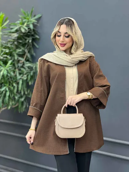 مانتو جلو باز مروارید دوزی