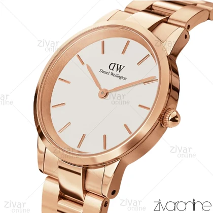 ساعت دنیل ولینگتون آیکونیک لینک زنانه رزگلد صفحه سفید اسمال 103451