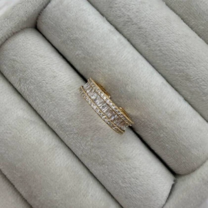 انگشتر با نگین تنیسی در دو رنگ