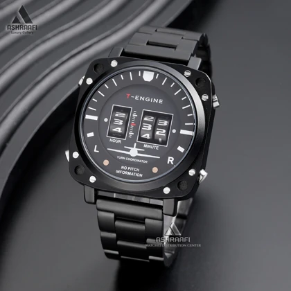 ساعت تی انجین مشکی T-Engine Drum Roller 40K