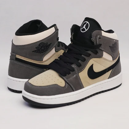 کفش کتانی جردن 1 ساق‌دار طوسی کرم کد 294889