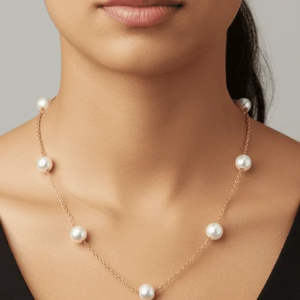 گردنبند زنانه مدل مروارید زنجیری