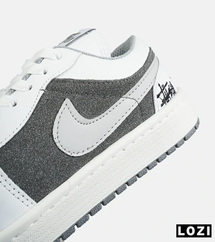 کفش کتانی مردانه و زنانه طوسی سفید NIKE jordan 1 مدل 8794