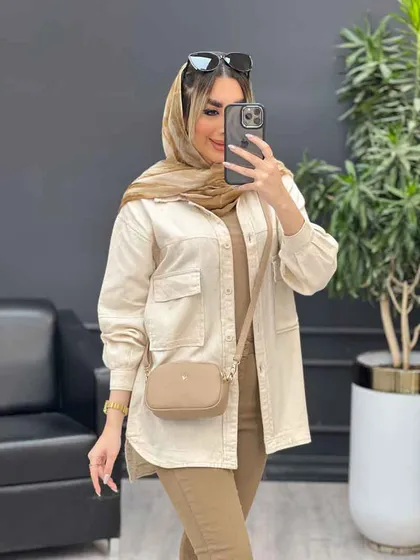مانتو آستین برش‌دار دو جیب