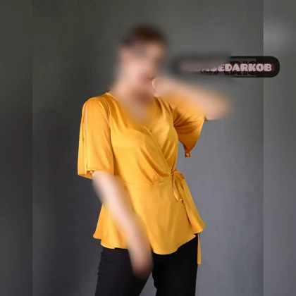 بلوز مجلسی زنانه یقه هفت ساتن سیلک