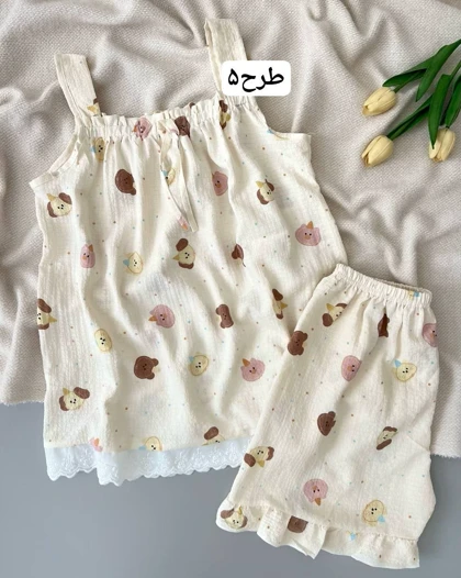 ست تاپ پایین خامه دوزی و شلوارک کد 5017